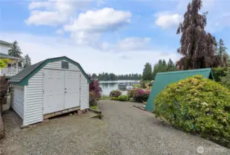 Drive down side driveway to 2 of the outbuildings