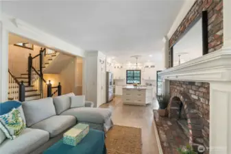 Family room open to updated kitchen