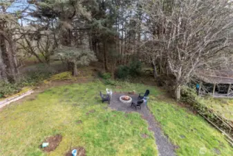Big yard with fire pit