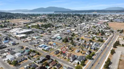 View of the San Juan Island in the distance. The airport and ferry terminal are just over the ridge to the left.