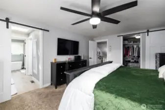 There are two walk in closets off the primary bedroom.
