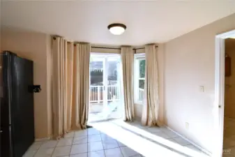 breakfast nook adjacent the backyard deck