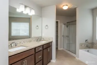 Beautiful Owner's 5 piece bath suite with a linen closet.