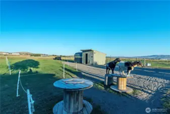 Small barn offers hay storage and loafing shed space. Run in shelter on the east end offers additional protection from the weather.