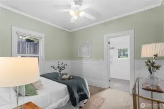 A view of the entrance to the back bedroom closet