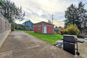 Large parking pad in the backyard