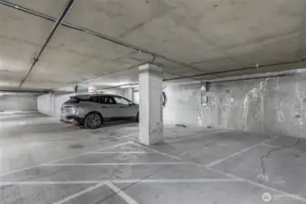 Car + motorcycle parking + bicycle space.