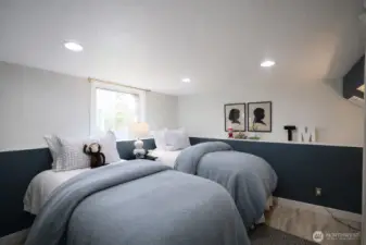 Second lower level bedroom is surprisingly light with room for two.  And big enough to host a media room, guest suite, gym, etc.