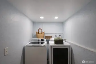 Lower level laundry with new 2017 washer and dryer.