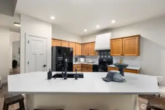 tiled backsplash with a pantry