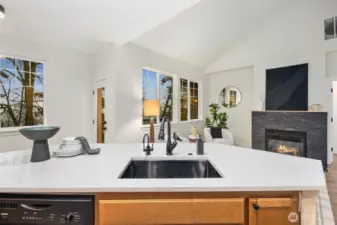 nice counter space with a hot/cold instant filtered water spout