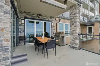 Built-in heaters make it comfortable to dine outside even when it's chilly. The deck is plumbed for gas - so fire up the grill!