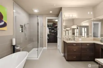 Luxurious quality in the primary bath including heated tile floors