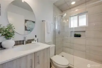 Main hall 3/4 bath with walk in shower