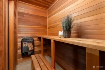 Large sauna in the downstairs bathroom
