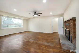 living room. fireplace. main level