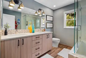 Full bathroom on upper level
