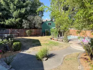 Large Backyard with raised planting beds