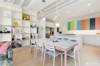 The dining area blends seamlessly into the kitchen and living space.