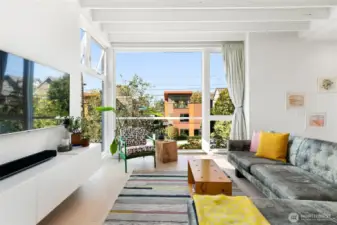 Big, beautiful south and west facing windows in the living space.