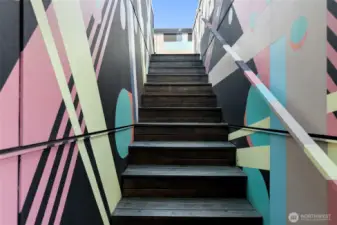 You're going to love the rooftop...surrounded by a mural by local artist Sam Wood Wilson.