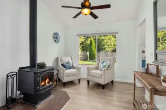 A perfect cold-weather retreat with the comfort of a wood-burning stove