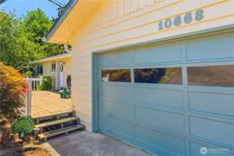 Nice deck on the front of the house recently painted home.