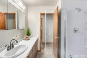 Main Bath and separate tub shower and walk in shower