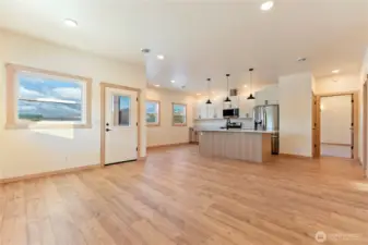 Open concept; the chef won't miss out on hosting guests.