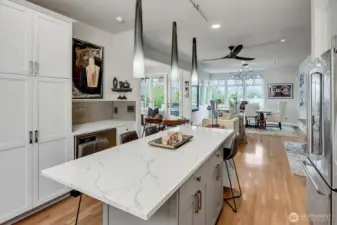 Custom wine bar with wine fridge