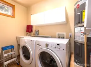 Laundry room located off kitchen.
