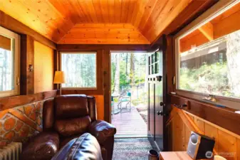 Looking out from interior of stttudio