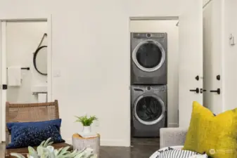 The studio has its own washer and dryer.