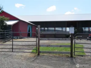 Towards the barn with tack room and hayshed attached.