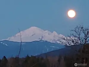 Moon shot of Mt. Baker from the upper pasture.