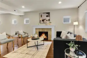 Extra high ceilings with recessed lighting on the main level.