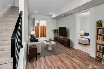 Ground floor living area. Virtually staged.