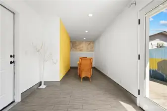 Garage entrance, bonus room