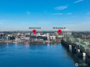 View of Building, I-5 Bridge, Vancouver Waterfront