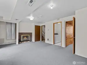 Natural light from the sliding glass door and window illuminate the room wonderfully.