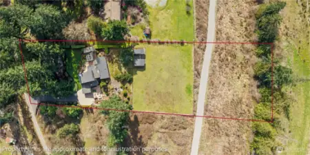 private road to the front & powerline road for possibilities of riding trails to the back & pasture across