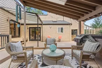 Wonderful covered outdoor LIVING that has access to 3 french doors*off master bedroom for quick access to the hottub*off the kitchen family room area & the fromal living