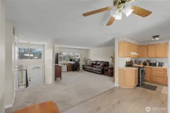 Kitchen, living room and entry