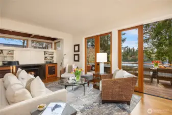 Several sets of French doors that lead out to the expansive deck.