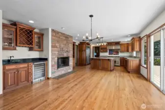 Dining Room view to Kitchen...pass-thru fireplace.