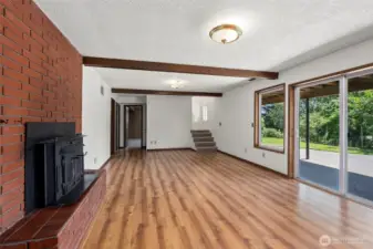 Downstairs Living/Recreation Room with fireplace & insert.
