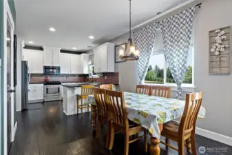 View of eating space and kitchen from the great room.