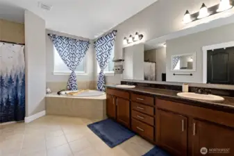 5 piece en-suite bath with soaking tub.
