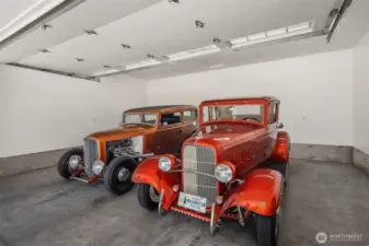 Tan garage with insulated doors