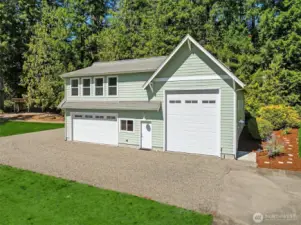 RV garage with finished  upstairs.